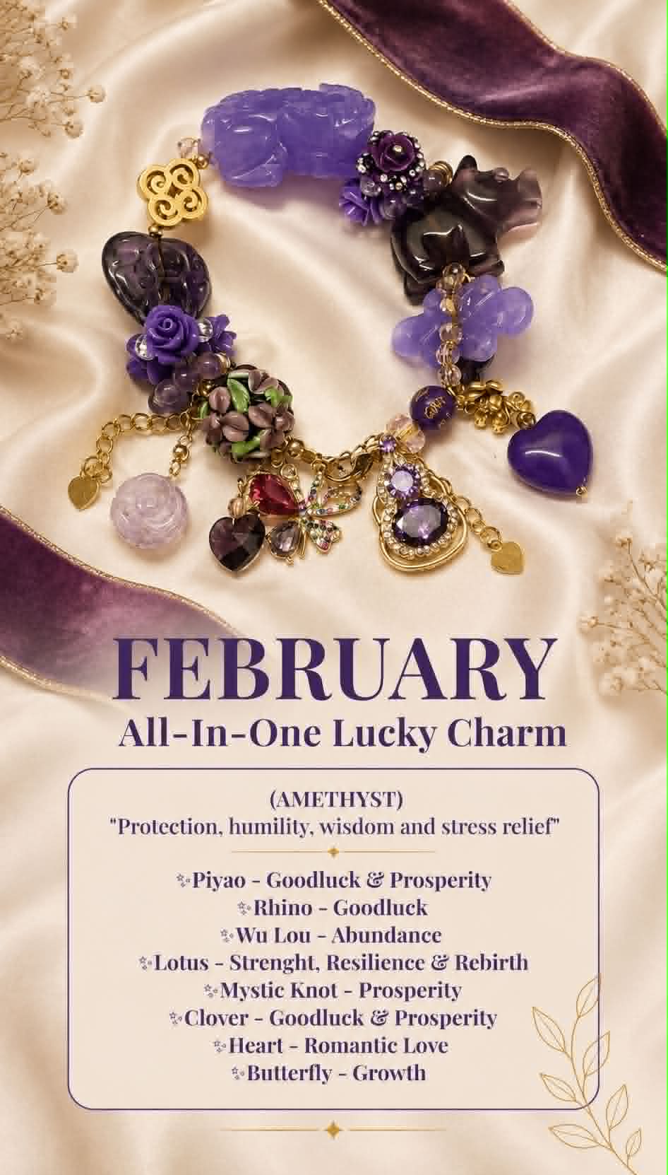 Birthday Month Charm Bracelet - February